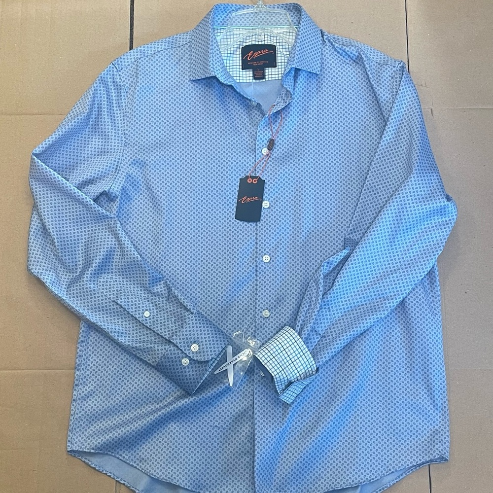 Men’s Warehouse Egara blue dress shirt NWT Large L